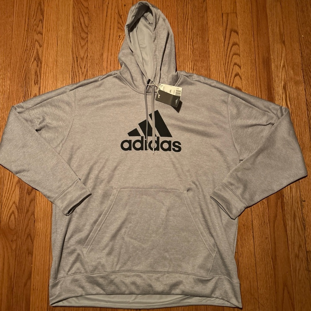 Adidas Hooded Sweatshirt Gray Men Size 2XL New Tags DH9017